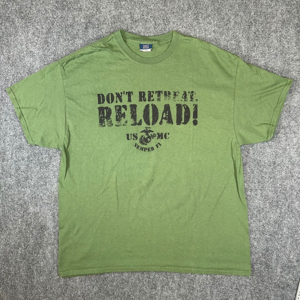 MV Sport Mens USMC Don't Retreat Reload T-Shirt XL Green Semper Fi 207